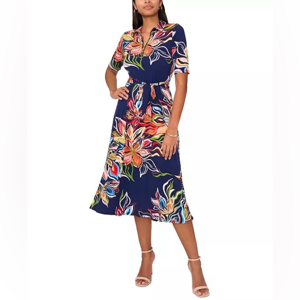 MSK Women's Floral-Print Midi Dress